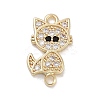 Brass Pave Clear & Black Cubic Zirconia Pet Kitten Connector Charms LS-KK-Z061-01G-01-1
