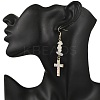 5 Pairs Natural & Synthetic Mixed Stone Cross Dangle Earrings EJEW-JE06603-3