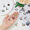 8 Sets 8 Colors Sun & Moon Glass Asymmetrical Earrings EJEW-FI0002-05-3