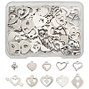 60Pcs 10 Styles 201 Stainless Steel Open Heart Charms STAS-FS0001-92-1