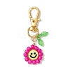 Smiling Face Flower Glass Seed with Acrylic Pendant Decorations HJEW-JM02530-3
