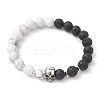 Halloween Natural Howlite and Lava Rock Beaded Stretch Bracelets BJEW-TA00473-1