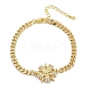 Brass Micro Pave Clear Cubic Zirconia Link Bracelets LS-BJEW-M050-03G-03-4