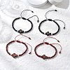 4Pcs Cross Glass Seed Beads with Natural Wood Beads & Red Jasper Beads & Magnesite Beads & Howlite Round Beads Braided Bead Bracelets for Women BJEW-JB11898-1
