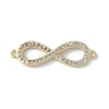Brass Micro Pave Clear Cubic Zirconia Connector Charms KK-Q044-01B-G-1