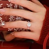 Rhodium Plated 925 Sterling Silver Pave 6.5x3.9mm Cubic Zirconia Finger Rings for Women WG1E35D-20-3