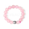 4MM Round Natural Rose Quartz Beaded Stretch Rings LS-VM0712-6-1
