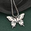 201 Stainless Steel Laser Cut Butterfly Pendant Box Chain Necklaces for Women LS-NJEW-Q004-03P-1