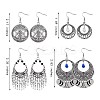 4Pair 4 Style Filigree Coin Dangle Earrings EJEW-SW00009-7