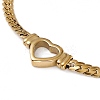 304 Stainless Steel Hollow Out Heart Charm Necklace with Cuban Link Chains for Women NJEW-P269-01G-2