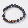Natural Lava Rock Beads Stretch Bracelets BJEW-E326-07-1