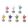 Starfish/Sea Stars Dyed Synthetic Turquoise & Alloy Shell Shape Pendants PALLOY-JF03957-01-1