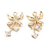 Brass Micro Pave Clear Cubic Zirconia Pendants KK-C054-06G-1