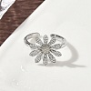 Brass Micro Pave Cubic Zirconia Cuff Open Rings RJEW-H256-06P-2