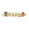 Rack Plating Brass Micro Pave Colorful Cubic Zirconia Connector Charms KK-K377-82G-1