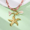 Starfish & Mermaid Tail Shape 304 Stainless Steel Enamel Pendant Necklaces NJEW-L465-08G-2