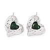 Brass Micro Pave Green Cubic Zirconia Pendants KK-E068-VC453-2