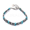 Synthetic Turquoise Beaded Bracelets BJEW-P339-03P-03-1