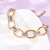Two Tone 304 Stainless Steel Link Chain Bracelets for Women SA-CBA7B26-05GP-01-2