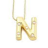 Brass & Plastic Pearl Letter Pendant Box Chain Necklaces for Women NJEW-U017-01G-14-1