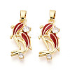 Brass Micro Pave Cubic Zirconia and Enamel Pendants KK-T074-67G-03-1
