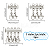 3Pcs 3 Styles 304 Stainless Steel Slide Lock Clasps FIND-UN00011-3