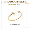 1Pc Letter Brass Rhinestone Open Cuff Rings for Women AJEW-LP0004-47S-G-2