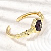 Hexagon Brass Pave Natural Amethyst & Cubic Zirconia Cuff Bangles for Women BJEW-Z172-01G-09-2