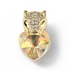 Real 18K Gold Plated Rack Plating Brass Micro Pave Clear Cubic Zirconia Pendants KK-C015-19G-16-1