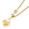 Ion Plating(IP) 304 Stainless Steel Pave Clear Cubic Zirconia Heart Lock Pendant Necklaces for Women NJEW-K276-25G-1