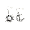 Resin Beaded Moon and Sun Asymmetrical Earrings LS-EJEW-C036-01B-1