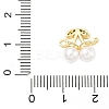 Brass Micro Pave Cubic Zirconia & ABS Plastic Imitation Pearl White Cherry Connector Charms KK-I276-56G-02-3