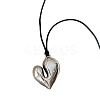 Heart Alloy Pendant Black Waxed Cord Necklaces FS-WGF806D-01-3