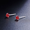 SHEGRACE Rhodium Plated 925 Sterling Silver Four Pronged Ear Studs JE420C-01-3