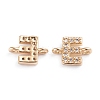 Brass Micro Pave Cubic Zirconia Letter Links ZIRC-I042-16G-E-2