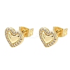 Heart Brass Micro Pave Clear Cubic Zirconia Stud Earrings EJEW-P336-03G-4