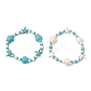 2Pcs Starfish & Turtle Synthetic Turquoise Beads Stretch Bracelets for Women BJEW-JB11921-2