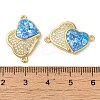 Rack Plating Brass Micro Pave Clear Cubic Zirconia Connector Charms KK-P268-20G-03-3