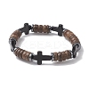 Cross Synthetic Turquoise Bracelets BJEW-JB13018-2