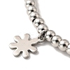 304 Stainless Steel Snowflake Charm Bracelet with 201 Stainless Steel Round Beads for Women BJEW-B057-19P-2