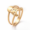 Ion Plating(IP) 201 Stainless Steel Skull Finger Ring RJEW-J051-08G-1