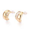Brass Micro Pave Clear Cubic Zirconia C-Shaped Stud Earrings KK-T071-19G-03-1