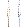 DICOSMETIC 2Pcs 2 Colors Alloy Rhinestone Cross Charm Bracleet with Colorful Resin Evil Eye Beaded Chains BJEW-DC0001-07-1