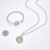 1Pc Stainless Steel Open Cuff Bangles & 1Pc Stainless Steel Pendant Neclace AJEW-SC0004-06E-5