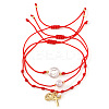 3Pcs Imitatiom Pearl & Brass Charm Bracelets OQ8037-5-5