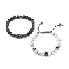 2Pcs 2 Style Cubic Zirconia Braided Bead Bracelet BJEW-JB08050-01-4