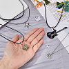 4Pcs 4 Style Star & Guitar Natural Dalmatian Jasper & Alloy Pendant Necklaces Set with Waxed Polyester Cords NJEW-FI0001-16-3