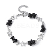 Natural Obsidian Chip Link Bracelets BJEW-JB11592-02-2
