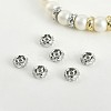 Brass Micro Pave Clear Cubic Zirconia Spacer Beads KK-K371-31P-2