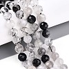 Natural Tourmalinated Quartz Beads Strands G-S345-8mm-30-2